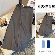 批发黑色<b class='q'>西装</b>半身裙女春夏2026新款高腰垂感a字显瘦直筒裙开叉中长裙