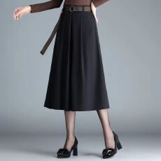 批发<b class='q'>大码</b>女装百搭减龄半身裙春秋新款微胖妹妹mm高腰遮跨a字西装伞裙