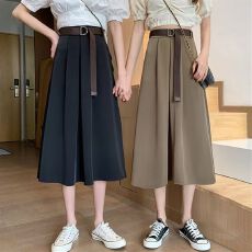 批发<b class='q'>大码</b>女装百搭减龄半身裙春秋新款微胖妹妹mm高腰遮跨a字西装伞裙