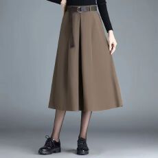 批发<b class='q'>大码</b>女装百搭减龄半身裙春秋新款微胖妹妹mm高腰遮跨a字西装伞裙