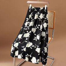 批发大码女装高腰显瘦遮胯大摆裙2023年夏季胖MM中长款洋气玫瑰半身裙