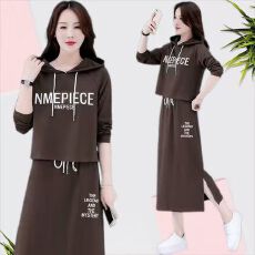 批发韩版连帽上衣<b class='q'>气质</b>套装裙秋季新款显瘦半身裙时尚两件套