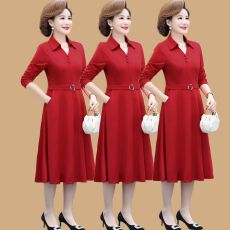批发中老年春秋装长袖连衣裙新款阔太太高贵<b class='q'>时尚</b>长裙中年妈妈洋气裙子