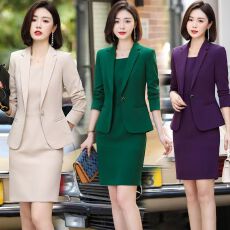 批发职业套装女2026新款春夏西装套裙连衣裙两件套修身时尚正装<b class='q'>工作服</b>