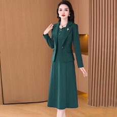 批发单/套装 <b class='q'>时尚</b>连衣裙套装女2026新款初春妈妈减龄显瘦红色两件套女