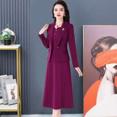 批发单/套装 <b class='q'>时尚</b>连衣裙套装女2026新款初春妈妈减龄显瘦红色两件套女