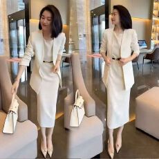 批发2479大爱美依缘2026新款时尚OL<b class='q'>套装</b>裙西装外套+连衣裙两件套女装
