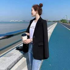 批发胖mm2026秋季新款韩版时尚百搭<b class='q'>外套</b>单排扣拼接<b class='q'>长袖</b>显瘦西装上衣女