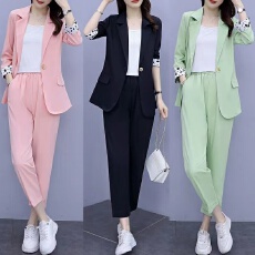 批发单/套装气质<b class='q'>小西装</b>女夏季新款<b class='q'>七分袖</b>薄款显瘦大码胖MM西服套装女