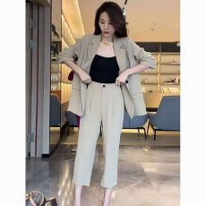 批发大码胖mm女秋西装套装气质职业装西裤洋气<b class='q'>休闲</b>小<b class='q'>西服</b>两件套200斤