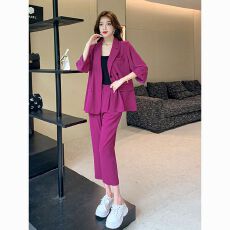批发大码胖mm女秋西装套装气质职业装西裤洋气<b class='q'>休闲</b>小<b class='q'>西服</b>两件套200斤