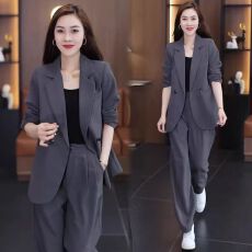 批发职业大码西装<b class='q'>套装</b>2026春季新款宽松显瘦休闲西服外套阔腿<b class='q'>裤</b><b class='q'>两件套</b>