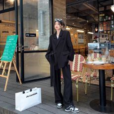 大嫂同款2026春秋新款大码胖mm宽松减龄阔腿裤两件套西装套装女