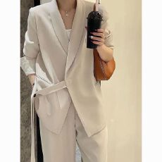 批发大嫂同款2026春秋新款大码胖mm宽松减龄阔腿裤<b class='q'>两件</b>套西装套装<b class='q'>女</b>