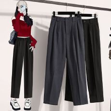 批发2026<b class='q'>夏季</b>西装显瘦哈伦裤女高腰垂感直筒腿九分小个子烟管裤