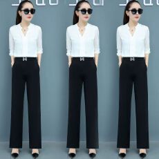 批发高腰阔腿裤子女<b class='q'>韩版</b>宽松显瘦时尚百搭直筒休闲裤垂感大码西装裤