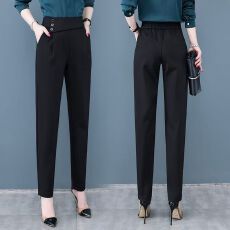 批发春夏秋新款垂感职业<b class='q'>大码</b>西装女裤高腰<b class='q'>哈伦裤</b>女休闲直筒烟筒长裤子
