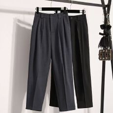 批发2026夏季新款<b class='q'>大码</b>梨型身材高腰显瘦垂感西装九分裤胖mm休闲烟管裤