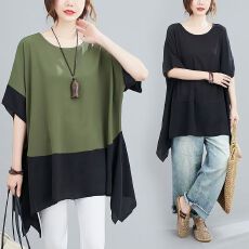 批发300斤加大大码<b class='q'>女装</b>夏季T恤宽松新款上衣短袖遮肚子显瘦雪纺衫胖mm