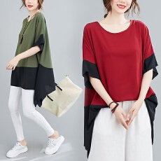 批发肥胖女装胖大码女装雪纺衫夏季宽松新款上衣短袖显瘦洋气肚子<b class='q'>小衫</b>