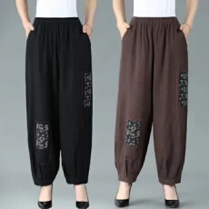 批发新款夏季萝卜裤子妈妈装民族风复<b class='q'>哈伦</b>裤休闲宽松大码灯笼裤女