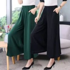 批发2026新款夏季薄款<b class='q'>大码</b><b class='q'>裙裤</b>女九分妈妈阔腿裤女印花中老年大脚甩裤