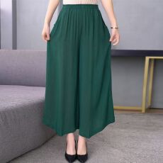 批发中年女夏季<b class='q'>裙裤</b>宽松阔腿裤显瘦大摆裤九分休闲裤高腰大脚裤裙
