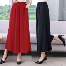 批发超<b class='q'>大码</b>胖mm300斤中老年妈妈时尚阔腿裤女夏季薄款松紧腰休闲<b class='q'>裙裤</b>