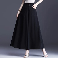 批发高档<b class='q'>裙裤</b>阔腿裤女高腰裤子2026新款垂感宽松九分裤黑色<b class='q'>裙裤</b>春夏