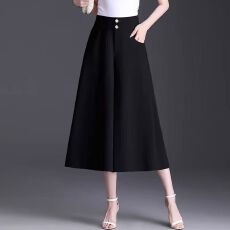 批发阔腿裤女2026年新款夏季薄款高腰垂感宽松<b class='q'>裙裤</b>黑色显瘦九分裤
