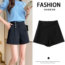 批发高腰短裤a字版小众设计感阔腿休闲西装短裤女小个子夏季薄款