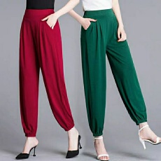 批发妈妈灯笼裤子夏季薄款宽松防蚊裤中老年人<b class='q'>女裤</b>跳广场舞收脚奶奶裤