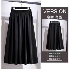 批发特大码胖mm400斤<b class='q'>黑色</b>百褶半身裙女夏新款宽松显瘦中长款胖仙女裙