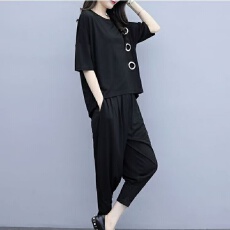 批发大码女装胖mm显瘦新款夏装休闲<b class='q'>时尚</b>运动两件套装女洋气减龄