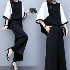 批发气质<b class='q'>妈妈装</b>套装减龄宽松洋气春秋夏季五分袖阔腿九分裤两件套ins