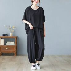 批发300斤特<b class='q'>大码</b>女装胖mm套装气质<b class='q'>妈妈装</b>显瘦纯色时尚洋气两件套潮ins