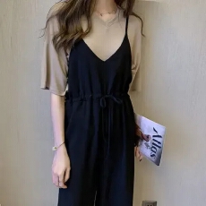 批发大码女<b class='q'>装</b>夏季2026新款短袖背带<b class='q'>裤</b>两件套洋气时尚胖mm遮肉<b class='q'>显瘦</b>套<b class='q'>装</b>