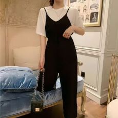 批发大码女<b class='q'>装</b>夏季2026新款短袖背带<b class='q'>裤</b>两件套洋气时尚胖mm遮肉<b class='q'>显瘦</b>套<b class='q'>装</b>