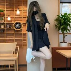 批发西装<b class='q'>套装</b><b class='q'>女装</b>夏季韩版宽松气质学院风减龄温柔系<b class='q'>职业</b>凉快垂感抗皱