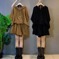 批发<b class='q'>大码</b>胖妹妹休闲<b class='q'>运动</b>服套装女夏装胖mm显瘦遮肉宽松阔腿短裤两件套