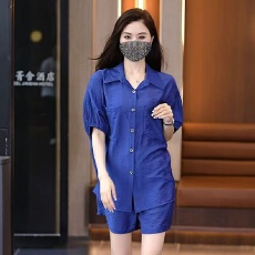批发<b class='q'>加大</b>码胖mm时尚气质套装女夏季新款洋气宽松短袖短裤两件套
