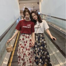 批发<b class='q'>加大</b>码女装夏季2026新款胖MM280斤宽松时尚遮肉韩版半身裙两件套