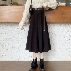 批发半身裙女2026春秋新款高腰复古中<b class='q'>长款</b>裙子百搭黑色包臀显瘦a字裙