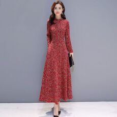批发春装碎花贵夫人连衣裙女收腰显瘦30岁50长袖气质<b class='q'>中年</b>妈妈秋冬长裙