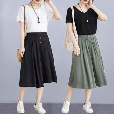 批发<b class='q'>裙裤</b>新款女2026夏季<b class='q'>大码</b>宽松阔腿裤百搭遮臀胖MM200斤七分裤裙子