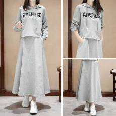 批发欧洲站春秋新款长款卫衣套装<b class='q'>女裙</b>休闲韩版时尚时髦chic两件套