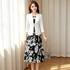 批发时尚两件套连衣裙女2026春秋季新款套装小<b class='q'>西装</b><b class='q'>雪纺</b>碎花背心裙子
