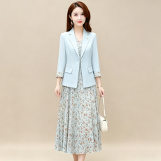 批发时尚两件套连衣裙女2026春秋季新款套装小<b class='q'>西装</b><b class='q'>雪纺</b>碎花背心裙子