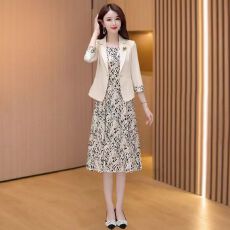 批发两件套装<b class='q'>连衣裙</b>女春秋季2026新款广州十三行爆款高档妈妈裙子