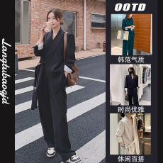 批发2026春秋新款<b class='q'>大码</b>胖mm宽松减龄阔腿裤两件套<b class='q'>西装</b>套装女